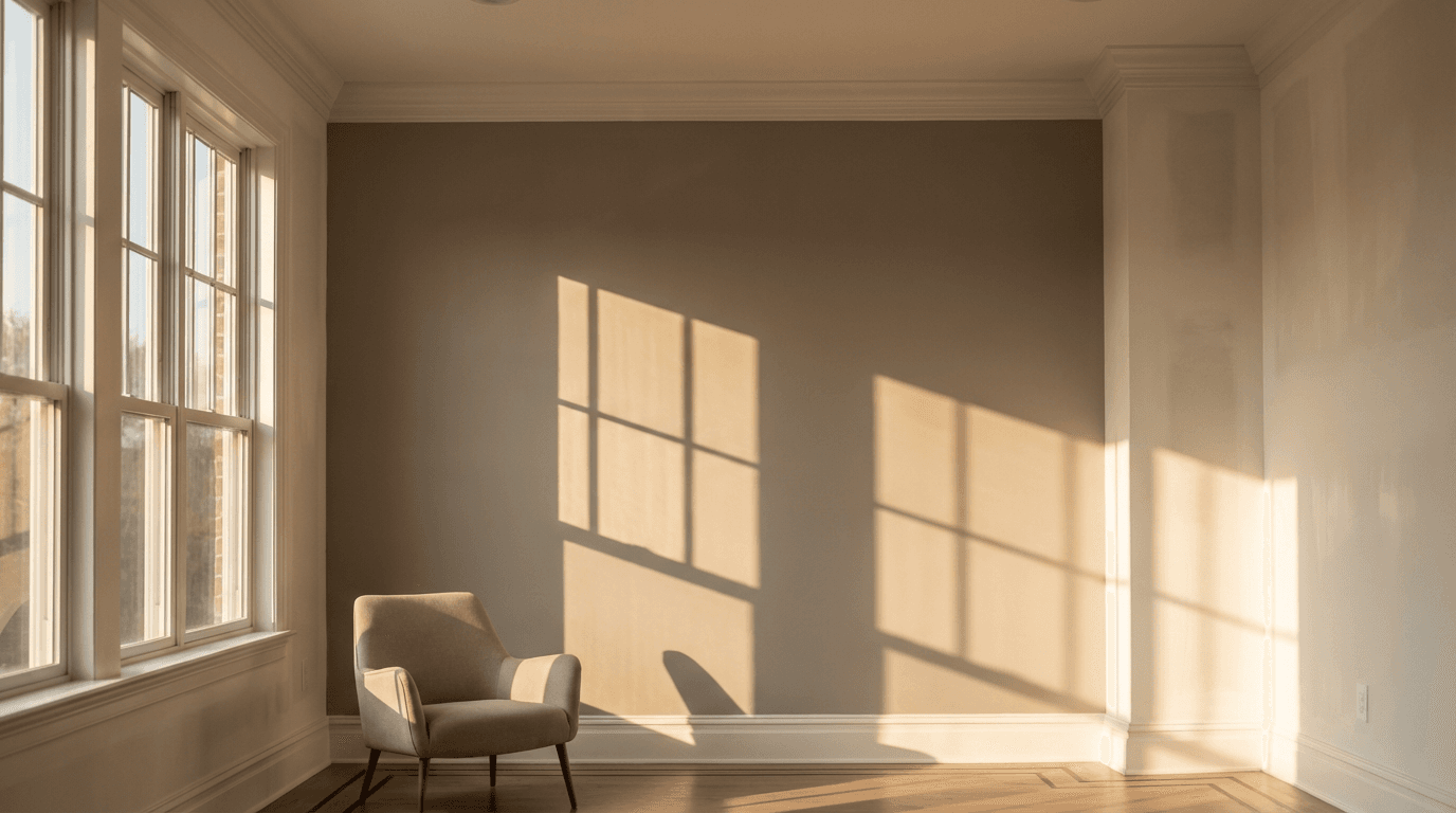 Freshly painted interior room with professional finish and natural lighting